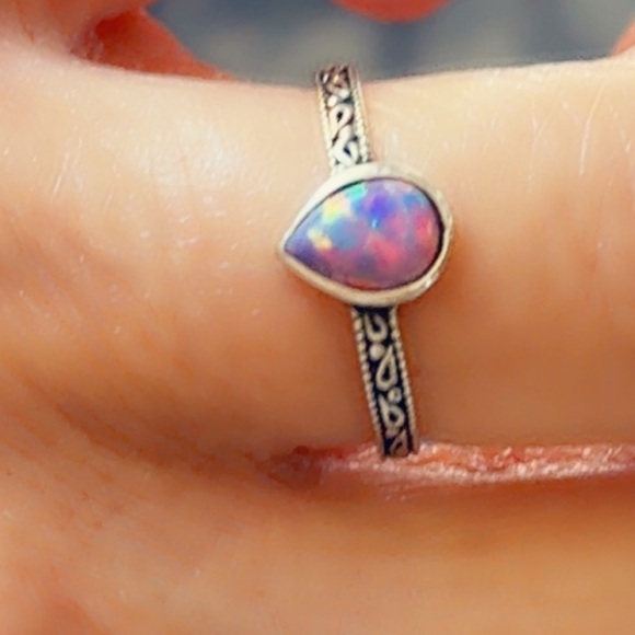 Sterling Silver Pear Opal Ring - Picture 7 of 11